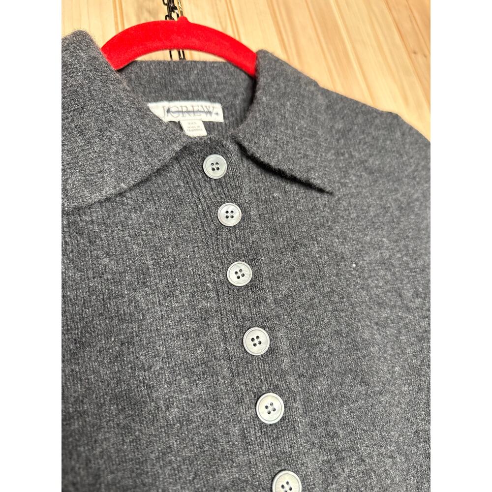 NWOT J.Crew Milano Stitch Cinched Waist Cardigan Gray Lambswool Rustic Size XXS - Picture 7 of 8